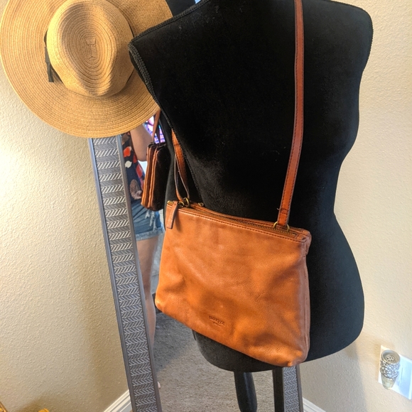 Margot leather adjustable strap purse in brown. - Picture 1 of 13